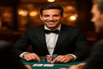 আলোকিত রুলেট চাকা ও ক্যাসিনো চিপসের দৃশ্য, লাইভ গেমের উত্তেজনা আরও তুলেছে